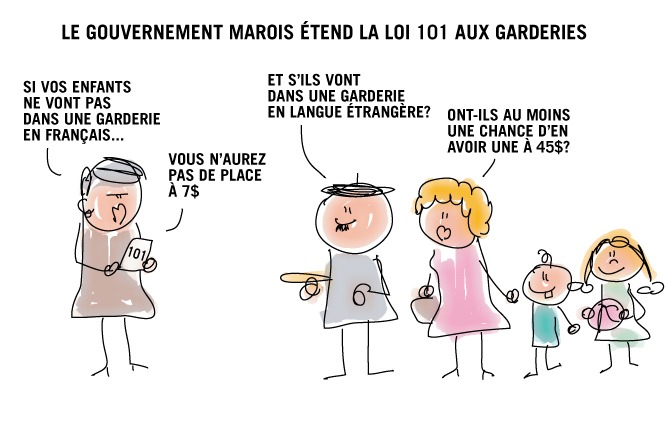 Marois étend la loi 101 aux garderies